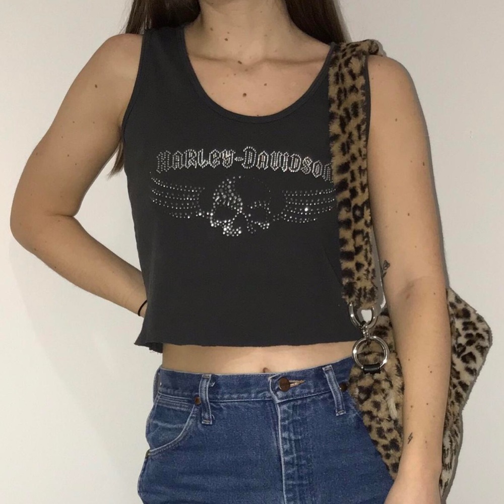 Harley Davidson Hand Cropped Tank Top